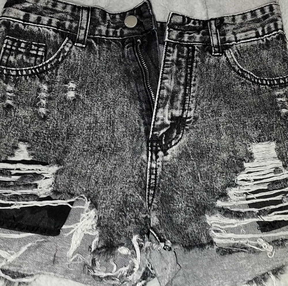 Black cutoff shorts